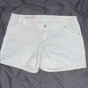 gap maternity white distressed insert panel shorts